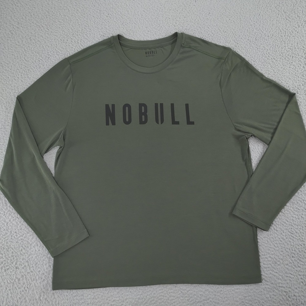 NOBULL Shirt Mens XL Gray Long Sleeve Logo Athletic Performance Training Tee